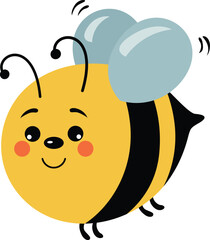 Cute bee isolated on white