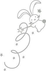Hand drawing of bunny with magic wand