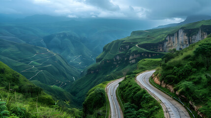 Fototapeta premium Steep switchback highway in Chicamocha Canyon near Bucaramanga, Colombia