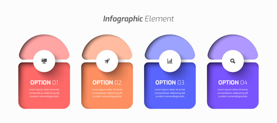 Vector Infographic Business with Abstract Design, Icon and 4 Options for Presentation