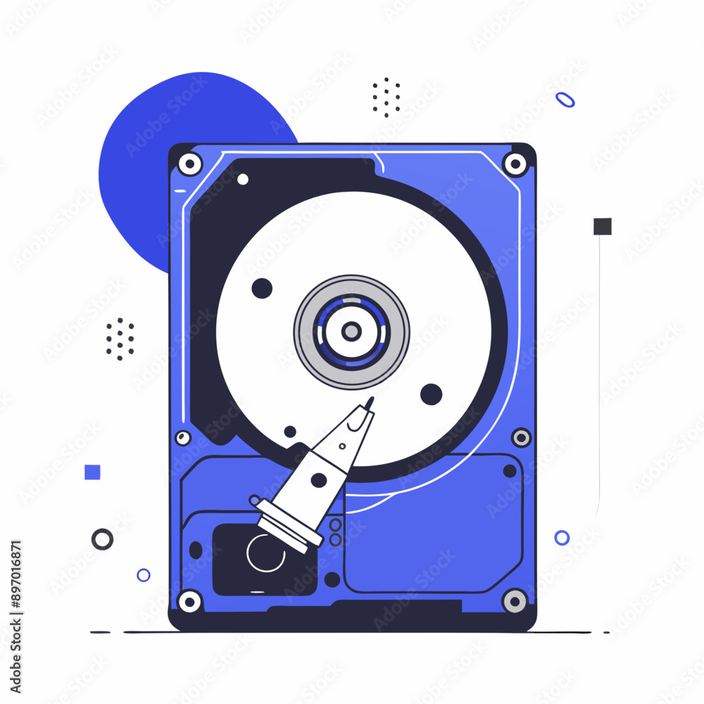 Aufkleber hard disk drive icon representing data storage and information management technology