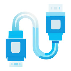 Fototapeta premium USB Cable and Connector Icon in Blue with Digital Data Flow Representation