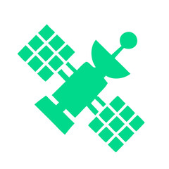Green Communication Satellite Icon with Solar Panels