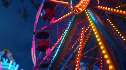 Evening State Fair Carnival Ferris wheel ride