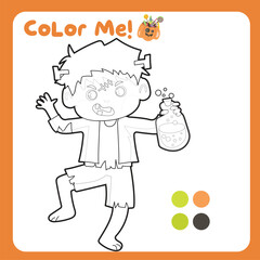 Coloring activity for children. Educational printable coloring worksheet. Practicing fine motoric skills for children