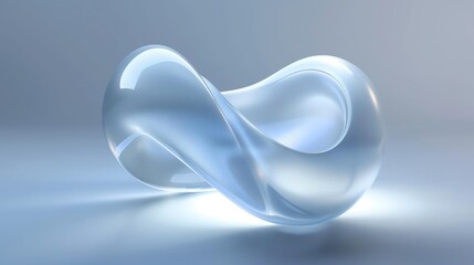 Elegant and fluid abstract blue shape twisting against a soft gradient background