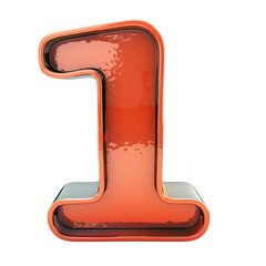 Number 1 3D letter isolated on white or transparent background