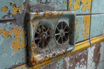 Pathogen growth on bathroom air vents, [germs, bathroom], [showing ventilation-related contamination].