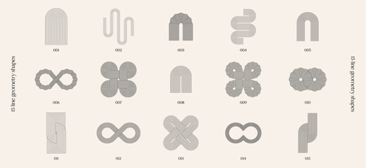retro boho minimalism line art geometry shapes, minimalist vector illustrations, mid-century modern graphic design