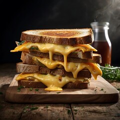 Delicious Burger Sandwich with Melting Cheese