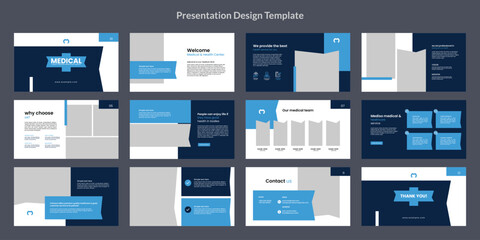 modern minimalist medical presentation slide design template, business hospital dentist presentation layout vector.
