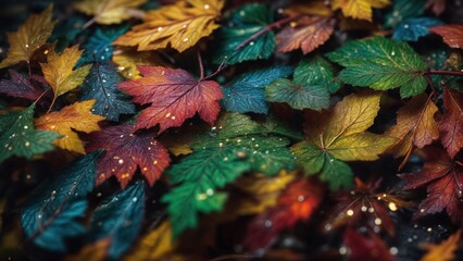 colorful autumn leaves on the ground