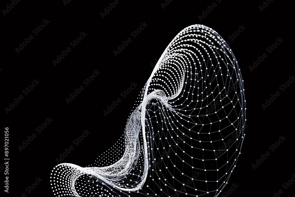 Poster abstract digital wave: a mesmerizing abstract digital wave, rendered in a network of glowing white l