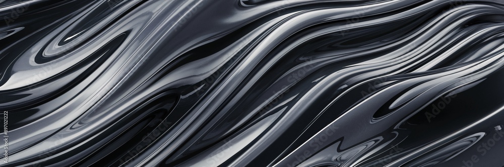 Poster abstract liquid silver waves: a mesmerizing abstract background featuring flowing silver liquid wave