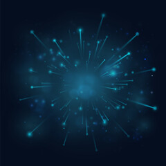 Speed ​​effect in space with lots of flickering light and glare. Vector background overlay effect