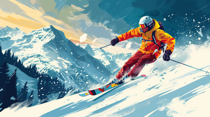 A Skier's Descent Through A Winter Wonderland