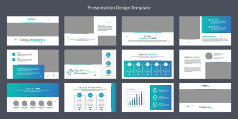 modern minimalist medical presentation slide design template, business hospital dentist presentation layout vector.
