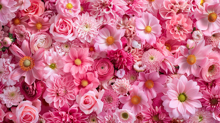 画面いっぱいのピンクの花、背景