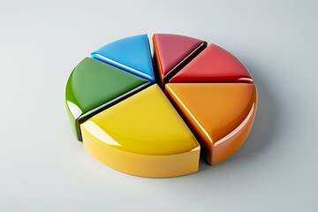 Fototapeta premium 3D Colorful Pie Chart with Six Sections