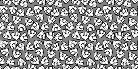 onigiri pattern background. Japanese food seamless pattern. onigiri rice balls doodle illustration. Onigiri Japanese Food Pattern background. Japanese rice balls seamless pattern background.