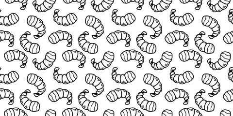 tempura fried shrimp seamless pattern. crispy shrimp tempura pattern background. Doodle Tempura Shrimp Pattern Background. fried shrimp pattern.