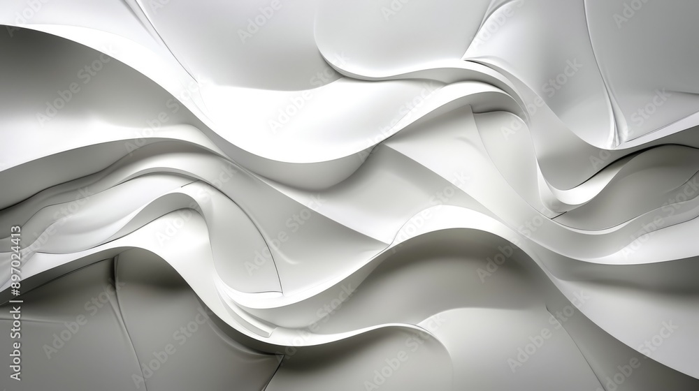 Poster futuristic pattern created by white wavy shapes in abstract architectural background