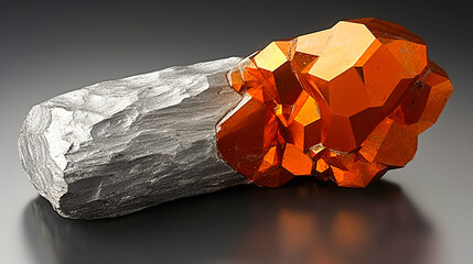 Cadmium is rare precious natural geological stone on gradient background in low key, isolate. AI generated.