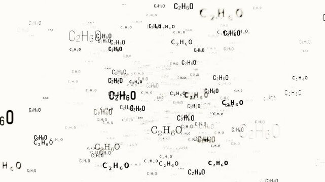 C2H6O Ethanol chemical bond. Science, molecule, atom, element, chemistry, education. 3D animation