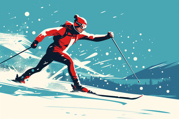 A Cross-Country Skier Races Through a Winter Wonderland