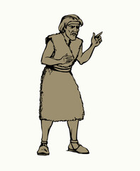 Vector drawing. Prophet Elijah in ancient clothes