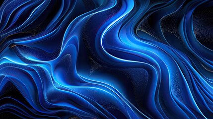Obraz premium Chic blue neon illustration with elegant wave patterns, perfect for stylish wallpapers and digital art.