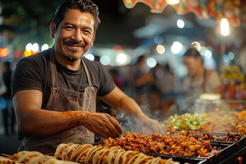 street stall where the friendly owner cooks delicious tacos late at night.