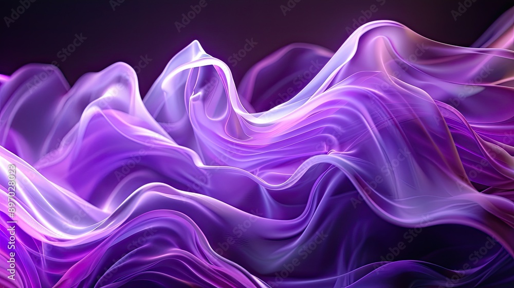 Poster futuristic ultraviolet glowing wave shapes, ideal for adding a sophisticated touch to banners and 3d
