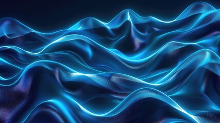 Modern blue neon background with smooth, elegant wave lines. Ideal for premium design projects.