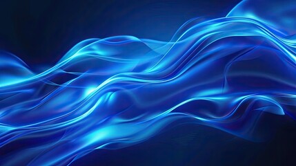 Fototapeta premium Refined blue neon waves with a smooth, glowing effect, great for high-end design projects and backgrounds.