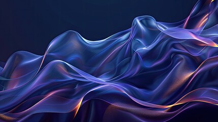 Fototapeta premium Soft and elegant blue neon waves flowing across a premium design backdrop, ideal for high-quality banners.