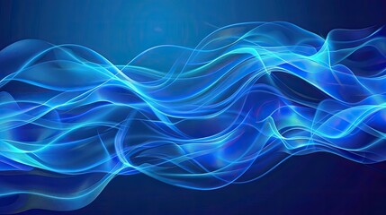 Obraz premium Soft and elegant blue neon waves flowing across a premium design backdrop, ideal for high-quality banners.