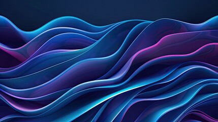 Obraz premium Sophisticated blue neon wave patterns with a soft glow, perfect for high-end banners and posters.