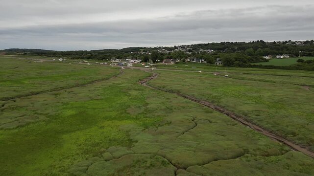 Drone over the green coast line of Heswall, Wirral
