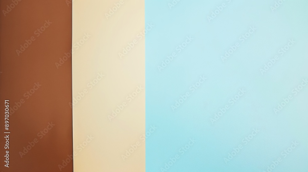 Poster minimalist image featuring three vertical stripes of brown, beige and blue paper, creating a simple 