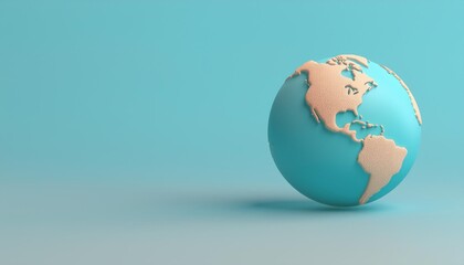 3d Earth world map illustration globe on the right side. 3d render illustration. copy space for text
