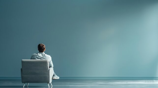 A lone figure watching a documentary in a darkened room.