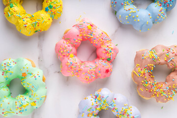 Colorful trendy mochi donuts