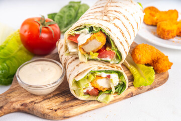 Fried chicken wraps with nuggets
