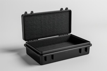 Black Foam. Matte Black Plastic Case with Foam Insert for Design Mockups