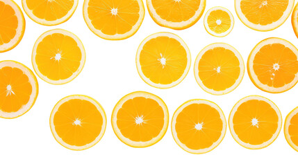 Close-up of neatly sliced ​​fresh orange isolated on white background.