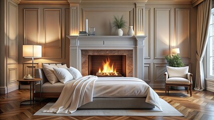 Fototapeta premium Luxurious frameless fireplace surrounded by high-thread-count linens , elegance, detail, frameless, fireplace