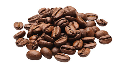 Naklejka premium A pile of roasted coffee beans isolated on white background.
