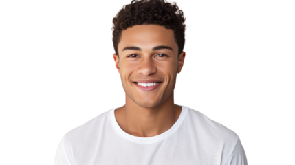 Confident smiling male student isolated on white background