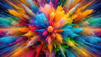 Abstract explosion of vivid color , vibrant, dynamic, energetic, burst, vibrant, explosion, bright, colorful, abstract